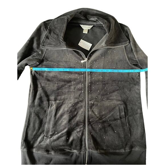Christopher & Banks Y2K Velour Grey Zip Up Rhinestone Jacket Size Large - NWT - Picture 10 of 12